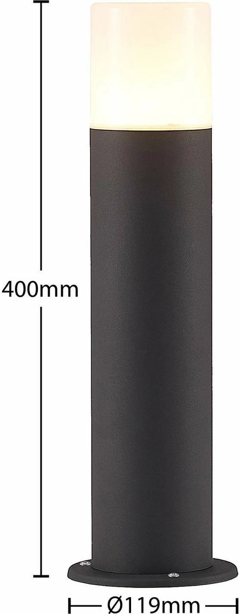 Lindby - Lampe Sur Pied - 1 Lumière - Aluminium, Plastique - H : 40 Cm - E27 - Gris Foncé, Blanc Opale 7 Lindby - Lampe Sur Pied - 1 Lumière - Aluminium, Plastique - H : 40 Cm - E27 - Gris Foncé, Blanc Opale – Image 7