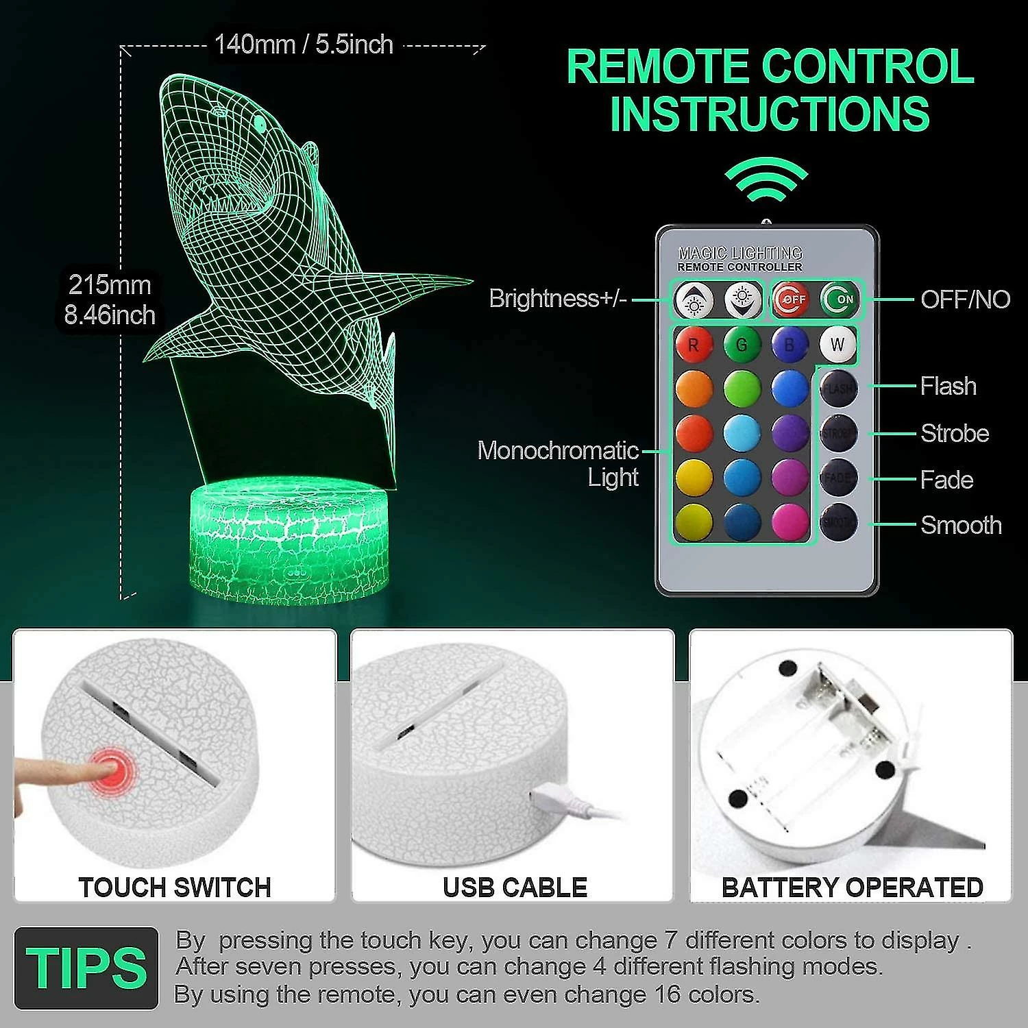 Cold Frost Shark 3d Optical Illusion Lampe, 3d Veilleuse Pour Enfants, Jouets Requin Pour Garçons, Cadeaux Garçons Age 10 4 7 11 9 8 6 3 Cold Frost Shark 3d Optical Illusion Lampe, 3d Veilleuse Pour Enfants, Jouets Requin Pour Garçons, Cadeaux Garçons Age 10 4 7 11 9 8 6 – Image 3