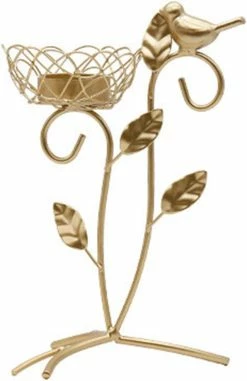 Linkrunning Bougeoir à Lampe à Thé Doré, Oiseau Rose En Forme De Fer Candélabre De Style Vintage Bougeoirs Décoratifs Support De Bougies Pour Mariage, Salle à Manger Ta