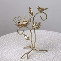 Linkrunning Bougeoir à Lampe à Thé Doré, Oiseau Rose En Forme De Fer Candélabre De Style Vintage Bougeoirs Décoratifs Support De Bougies Pour Mariage, Salle à Manger Ta -Glass Vases Boutique de vente 485451745 max