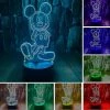 Unbranded Anime Figure Mickey Mouse Minnie Mice 3d Led Illusion D’Optique Décoration Lampe De Table 16 Couleurs Télécommande Acrylique Visuel Sommeil Nuit Lumière Pâques