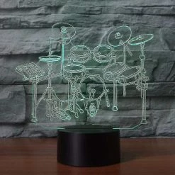 Unbranded Veilleuse 3d Led Rack Drum Set Modélisation Veilleuse 7 Couleurs Lampe De Bureau Maison Décoration Instruments De Musique Chevet Sommeil Éclairage Cadeau3d7l-86