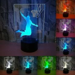 Unbranded Slam Dunk Play Basketball 3d Led Lampe 7 Changement De Couleur Sport 3d Veilleuse Home Room Décoration Lampe Bébé Enfants Cadeaux De Noël3d7l-222