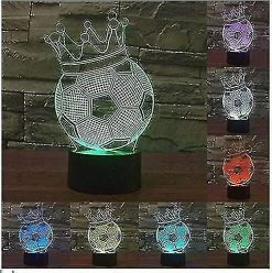 Unbranded 3d Mignon Couronne Football Football Night Light 7 Color Changing Led Lampe De Bureau Acrylique Flat Usb Chargeur Home Decor Jouets Anniversaire Noël Enfants