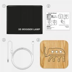 Unbranded Elephant Night Light Pour Enfants Lampe En Bois 3d Créative Lumières En Bois Lumières Décoratives Simples 3D Sculpture Sur Bois Motif Led Veilleuse Pour Bureau. -Glass Vases Boutique de vente 490020374 max