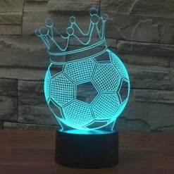 Unbranded 3d Mignon Couronne Football Football Night Light 7 Color Changing Led Lampe De Bureau Acrylique Flat Usb Chargeur Home Decor Jouets Anniversaire Noël Enfants -Glass Vases Boutique de vente 490020569 max