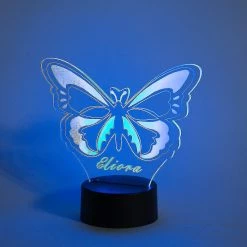 Unbranded Nom PersonnalisĂ© Night Light Led Butterfly Lights Cadeau Dâanniversaire Pour Les Filles Chambre 3d Illusion Lampe Enfants Lampe De Chevet Avec Des Couleurs Changeant Papillon