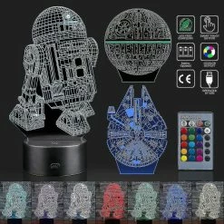 Unbranded Ensemble De 3 Veilleuses - Lampe De Nuit 3d Avec Trois Motifs Télécommande 16 Couleurs LED Dimmables, Cadeaux De Noël, Décoration De Chambre Compatible Avec -Glass Vases Boutique de vente 490020791 max