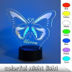Unbranded Nom Personnalisé Night Light Led Butterfly Lights Cadeau D’anniversaire Pour Les Filles Chambre 3d Illusion Lampe Enfants Lampe De Chevet Avec Des Couleurs Changeant Papillon -Glass Vases Boutique de vente 490021109 max