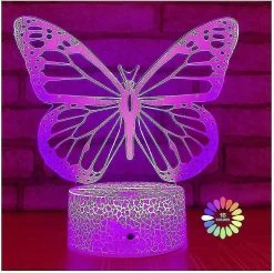 Unbranded Butterfly Night Light, Cadeau D’anniversaire Pour Les Filles 3d Illusion Lamp Kids Lampe De Chevet Avec 16 Couleurs Changement Télécommande Butterfly Toys Girls Cadeaux