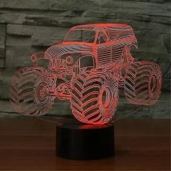 Unbranded Abstrait 3d Illusion D’optique Monster Truck Coloré Effet D’éclairage Touch Switch USB Alimenté Led Décoration Night Light Lampe De Bureau -Glass Vases Boutique de vente 490022028 max