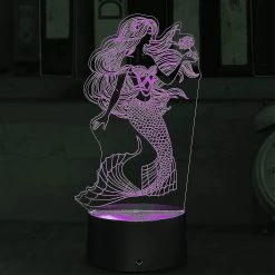Unbranded 3d Illusion Mermaid Night Lights, Lampe De Table USB Alimenté 7 Couleurs Led Night Lamp Avec Smart Touch Idéal Pour Les Filles Sirène Anniversaire Noël Cadeau Chambre -Glass Vases Boutique de vente 490022511 max
