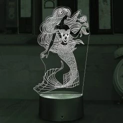 Unbranded 3d Illusion Mermaid Night Lights, Lampe De Table USB Alimenté 7 Couleurs Led Night Lamp Avec Smart Touch Idéal Pour Les Filles Sirène Anniversaire Noël Cadeau Chambre -Glass Vases Boutique de vente 490022695 max