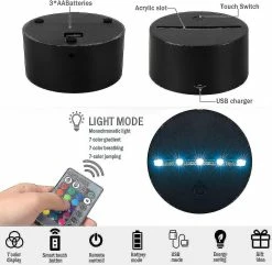Unbranded Cadeaux De Lumières De Nuit, Cadeaux De Lampe 3D Avec 16 Couleurs Changeantes, Tactile Et Télécommandedésappool 2 -Glass Vases Boutique de vente 490023132 max