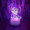 Unbranded Kawaii Cartoon Lilo Et Stitch Anime Figure 3d Led Illusion D’Optique Chambre Décor Lampe De Table Avec Télécommande 7 Couleurs Acrylique Sommeil Nuit Lumière Anniversaire