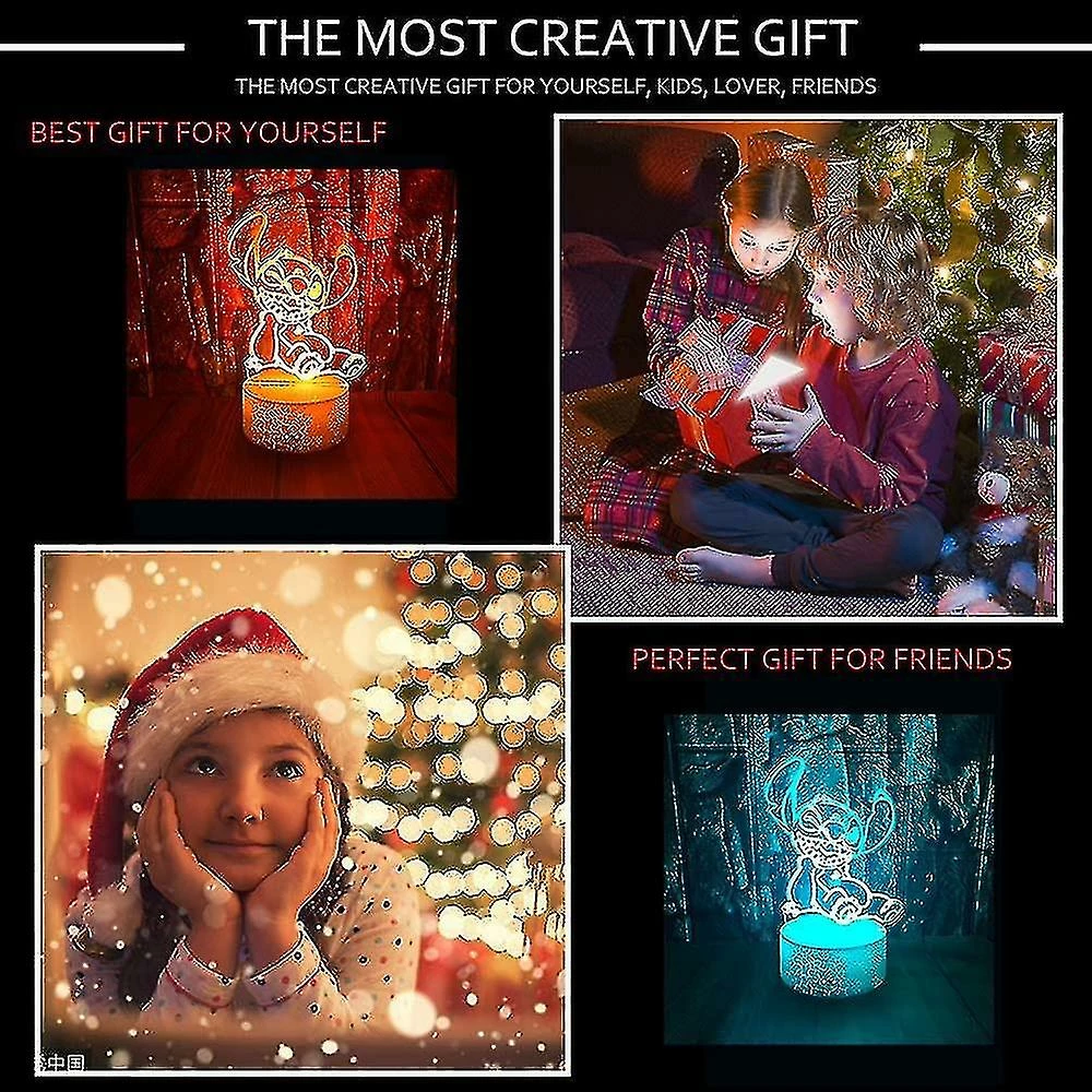 Unbranded Kawaii Cartoon Lilo Et Stitch Anime Figure 3d Led Illusion D’Optique Chambre Décor Lampe De Table Avec Télécommande 7 Couleurs Acrylique Sommeil Nuit Lumière Anniversaire 4 Unbranded Kawaii Cartoon Lilo Et Stitch Anime Figure 3d Led Illusion D’Optique Chambre Décor Lampe De Table Avec Télécommande 7 Couleurs Acrylique Sommeil Nuit Lumière Anniversaire – Image 4