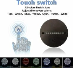 Unbranded 3d Illusion Night Light Lampe De Bureau, 7 Couleurs Auto Changement Progressif USB Alimenté Led Lumières Avec Interrupteur Tactile Pour Enfants Cadeaux Décoration De La Maison -Glass Vases Boutique de vente 490025539 max