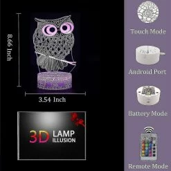 Unbranded 3d Night Light Pour Les Enfants, Owl 3d Illusion Led Lampe, 16 Couleurs Multi Modes Changement De Contrôle Tactile Avec Télécommande, Bureau Veilleuse Jouets Cadeau Pour Enfants -Glass Vases Boutique de vente 490026446 max