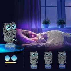 Unbranded 3d Night Light Pour Les Enfants, Owl 3d Illusion Led Lampe, 16 Couleurs Multi Modes Changement De Contrôle Tactile Avec Télécommande, Bureau Veilleuse Jouets Cadeau Pour Enfants -Glass Vases Boutique de vente 490026478 max