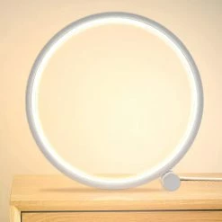 Unbranded Lampe De Chevet Led Lampe De Table Tactile Dimmable, Design Circulaire Moderne, Matériau En Aluminium, Lampe De Lecture De Bureau Pour Chambre à Coucher