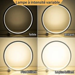 Unbranded Lampe De Chevet Led Lampe De Table Tactile Dimmable, Design Circulaire Moderne, Matériau En Aluminium, Lampe De Lecture De Bureau Pour Chambre à Coucher -Glass Vases Boutique de vente 490026611 max