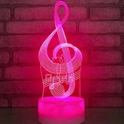 Unbranded 3d Musique Note Night Light Table Bureau Illusion Optique Lampes 7 Couleurs Lumières Changeantes Led Lampe De Table Noël Accueil Amour Anniversaire Enfants Enfants Décor To