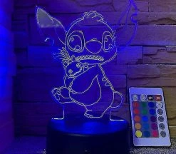 Unbranded 3d Stitch Creative Gift Télécommande Touch Coloré Usb Lampe De Bureau Stitch 1 Usb Noir Touch Coloré