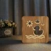 Unbranded Little Yellow Duck Night Light Pour Enfants Lampe En Bois 3D Créative Lumières En Bois Lumières Décoratives Simples 3D Bois Sculpture Motif Led Veilleuse
