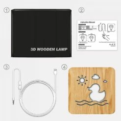 Unbranded Little Yellow Duck Night Light Pour Enfants Lampe En Bois 3D Créative Lumières En Bois Lumières Décoratives Simples 3D Bois Sculpture Motif Led Veilleuse -Glass Vases Boutique de vente 490027633 max