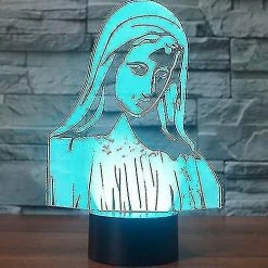 Unbranded 3d La Vierge Marie Night Light 7 Color Change Led Table Bureau Lampe Acrylique Flat Abs Base Usb Chargeur Maison Décoration Jouet Brithday Noël Enfants Enfants
