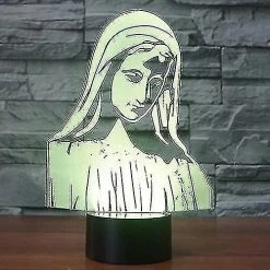 Unbranded 3d La Vierge Marie Night Light 7 Color Change Led Table Bureau Lampe Acrylique Flat Abs Base Usb Chargeur Maison Décoration Jouet Brithday Noël Enfants Enfants -Glass Vases Boutique de vente 490027823 max