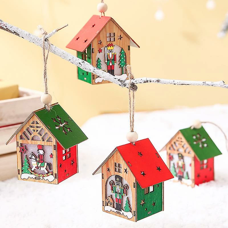 Unbrand Diy Couleur Bois Noyer Soldat Maison Pendentif Arbre De Noël Cintre Avec Lampe Exquise 4 Unbrand Diy Couleur Bois Noyer Soldat Maison Pendentif Arbre De Noël Cintre Avec Lampe Exquise – Image 4