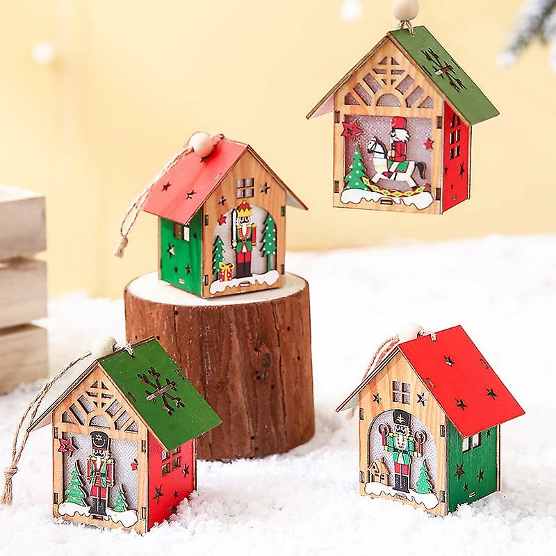 Unbrand Diy Couleur Bois Noyer Soldat Maison Pendentif Arbre De Noël Cintre Avec Lampe Exquise 5 Unbrand Diy Couleur Bois Noyer Soldat Maison Pendentif Arbre De Noël Cintre Avec Lampe Exquise – Image 5