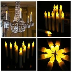 Sztxjv 12pcs Flameless Led Taper Bougies Lumières Chandeliers Lampe à Thé Pour L’église Mariage Fête D’anniversaire Dîner De Noël Décor