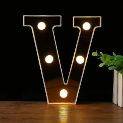 Redmiter Meilleur Shiyi Lettre Lumières Alphabet Lampe Led Décoration Pour Salle De Fête Noël-couleur V