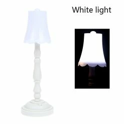 Unbranded 1: 12 Maison De Poupée Meubles Miniatures Abat-jour Lampe De Table Avec Led Lumière Modèle Décoration Enfants Faire Semblant De Jouer Jouet