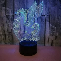 Unbranded Shxx 3d Wings Animal Horse Night Light, 3d Illusion Lamp 16 Color Change Decor Lamp Lampe De Bureau Avec Télécommande Pour Le Salon Décoration De Chambre Naissance