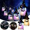 Unbranded Hanging Ghost Led Lights Set Halloween Décoration Ghost Led Lights Glowing Horror Props Ghost Witch Hat Lampe Suspendue
