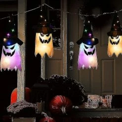 Unbranded Hanging Ghost Led Lights Set Halloween Décoration Ghost Led Lights Glowing Horror Props Ghost Witch Hat Lampe Suspendue -Glass Vases Boutique de vente 504457160 max