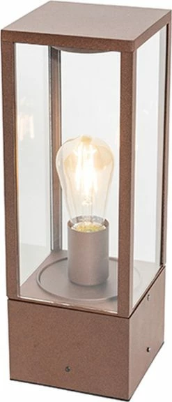 QAZQA Charlois - Lampe D'extérieur Sur Pied Industrielle | Lampadaire D'extérieur - 1 Lumière - H 40 Cm - Brun Rouille - Industriel - Éclairage Extérieur -Glass Vases Boutique de vente 515x1200