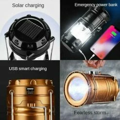 Szlwmy Solaire USB Rechargeable Charge Camping Tente Lanterne Lumière Lampe Randonnée En Plein Air -Glass Vases Boutique de vente 522282838 max 1