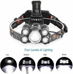 Unbranded Lampe Frontale, 12000 Lumens 5 Led Lampe Frontale, La Meilleure Lampe Frontale Pour Le Camping, La Chasse Et La Pêche -Glass Vases Boutique de vente 522618888 max