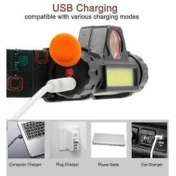 Unbranded Imperméable à L’eau Usb Rechargeable Led Phare Phare Lampe De Poche Torche Lampe De Poche -Glass Vases Boutique de vente 522619233 max