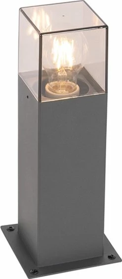 QAZQA Danemark - Lampe D'extérieur Sur Pied Moderne | Lampadaire Pour Extérieur - 1 Lumière - H 30 Cm - Gris Foncé - Éclairage Extérieur