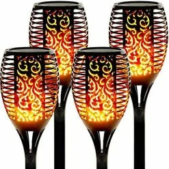 Unbranded Pack De 4 Torches De Jardin Torches Flamme Solaire Lumière Solaire Imperméable Lampe Solaire Paysage
