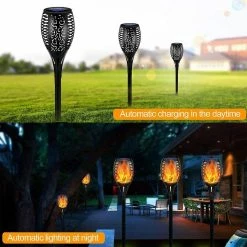 Unbranded Pack De 4 Torches De Jardin Torches Flamme Solaire Lumière Solaire Imperméable Lampe Solaire Paysage -Glass Vases Boutique de vente 530097586 max