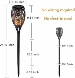 Unbranded Pack De 4 Torches De Jardin Torches Flamme Solaire Lumière Solaire Imperméable Lampe Solaire Paysage -Glass Vases Boutique de vente 530097619 max