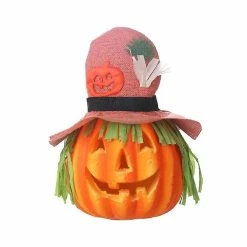 Rtopr Halloween Glowing Pink Hat Sounding Pumpkin Light Colorful Lantern Lampe Décorative Pour Party Bar Haunted House