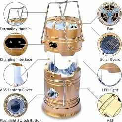 Unbranded Lanterne De Camping Solaire 6 En 1 Avec Ventilateur Led Hiking Light Lampe De Pêche En Plein Air Portable -Glass Vases Boutique de vente 534217756 max