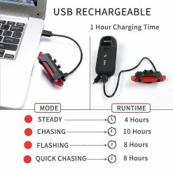 Unbranded Usb Rechargeable Led Vélo Feu Arrière Lumineux Vélo Arrière Cyclisme Lampe De Poche -Glass Vases Boutique de vente 554586169 max